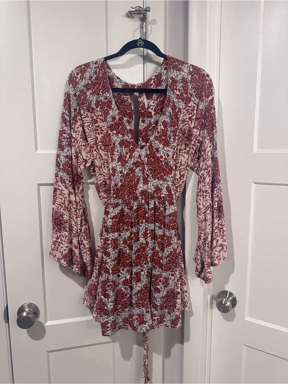 Free People Dusty Rose Floral Long Sleeve Mini Dress